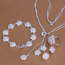 Lose Money Promotions silver jewelry set Rose Necklace Bracelet Earring Sets for women  HBS013