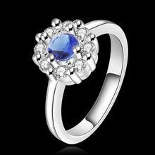 Lose Money Promotions silver plated wedding ring big blue stone smile aneis joyas HBR019