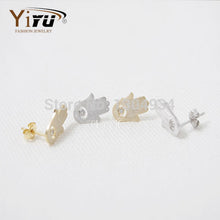 10pcs/lot Gold&Silver&Rose Gold Plated Hamsa Hand Women Stud Earrings Wholesale 2016-E007