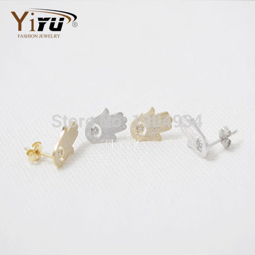 10pcs/lot Gold&Silver&Rose Gold Plated Hamsa Hand Women Stud Earrings Wholesale 2016-E007