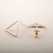 10pcs/lot Gold&Silver&Rose Open Triangle Studs Earrings Graceful Unobtrusive Wholesale Fashion Ear Studs E008
