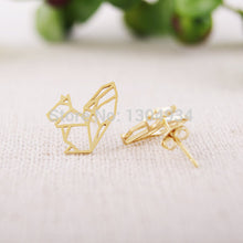 10pcs/lot Gold&Silver&Rose Plated Origami Lovely Wild Squirrel Stud Earrings, Animal Fashion Ear Studs-E23