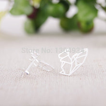 10pcs/lot Gold&Silver&Rose Plated Origami Lovely Wild Squirrel Stud Earrings, Animal Fashion Ear Studs-E23