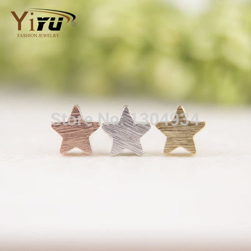 10pcs/lot Gold&Silver&Rose Plated Trendy Glittering Brushed Wholesale Little Star Studs Earrings E025