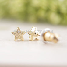 10pcs/lot Gold&Silver&Rose Plated Trendy Glittering Brushed Wholesale Little Star Studs Earrings E025