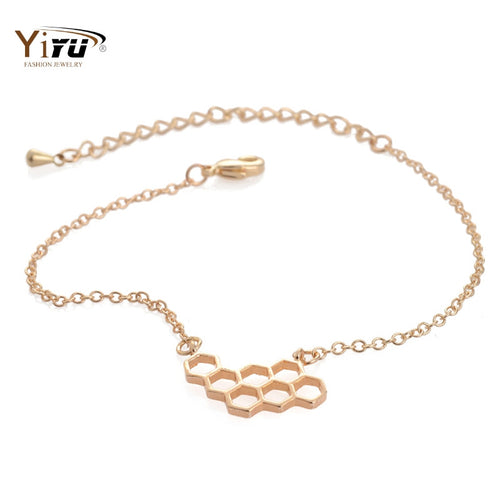 10pcs/lot Gold/Silver color plated honey comb shape bracelet link chain cute hive bracelet B026
