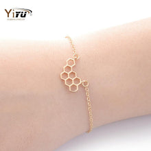10pcs/lot Gold/Silver color plated honey comb shape bracelet link chain cute hive bracelet B026