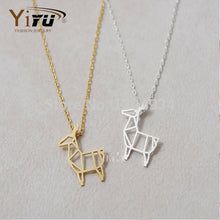 10pcs/lot Gold and Silver Origami Deer Necklace Cute Animal Necklace Simple Korean Fashion N067