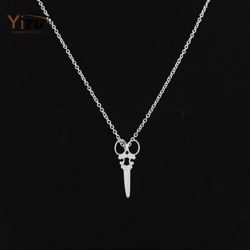 10pcs/lot Scissor Necklace 2015 Dainty Small Pendant Simple Popular Wholesale Women Long Chain Necklace N082