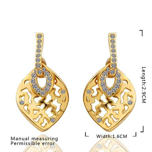 18K GP gold plated jewelry earring nickel free copper rhinestone crystal earrings Chrismas Gift SMTPE473