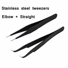 2 pcs Black Nail Art Acrylic Gel Picking Tool Rhinestones Gem Decor Black Eyelash Tweezers Hot Selling