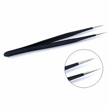 2 pcs Black Nail Art Acrylic Gel Picking Tool Rhinestones Gem Decor Black Eyelash Tweezers Hot Selling