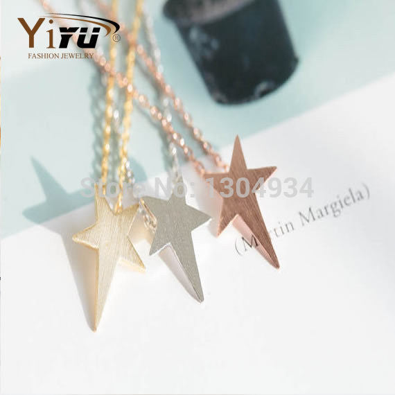 10pcs/lot Gold&Silver Anniversary Cute Star Pendant Necklace Small Tiny Cute Charm Wholesale Female Necklace N085