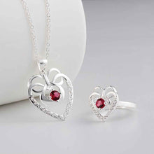 Lose Money Promotions silver jewelry sets butterfly xuan heart necklace+ring ruby jewelry FSPS002
