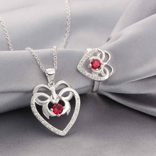 Lose Money Promotions silver jewelry sets butterfly xuan heart necklace+ring ruby jewelry FSPS002